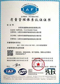bevictor伟德电线ISO质量治理系统证书