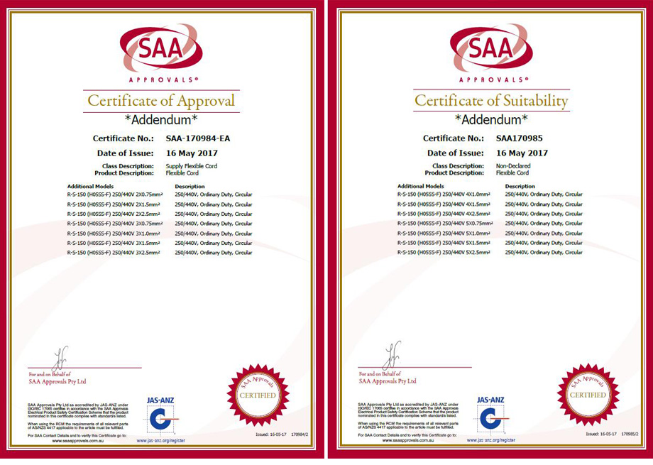 bevictor伟德电线SAA认证证书