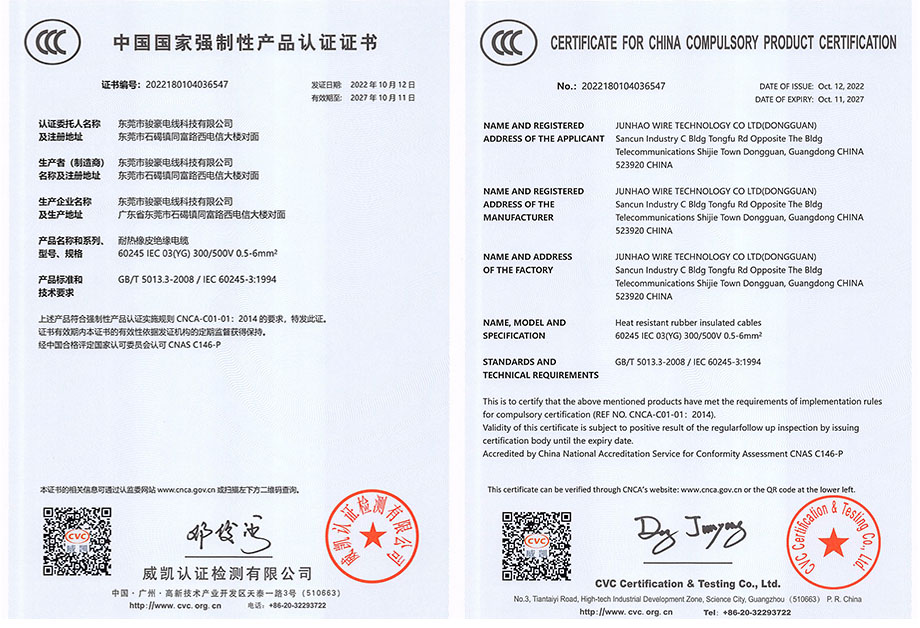 bevictor伟德电线3C认证证书